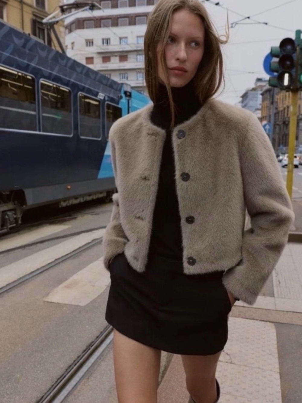 Zara short faux fur jacket